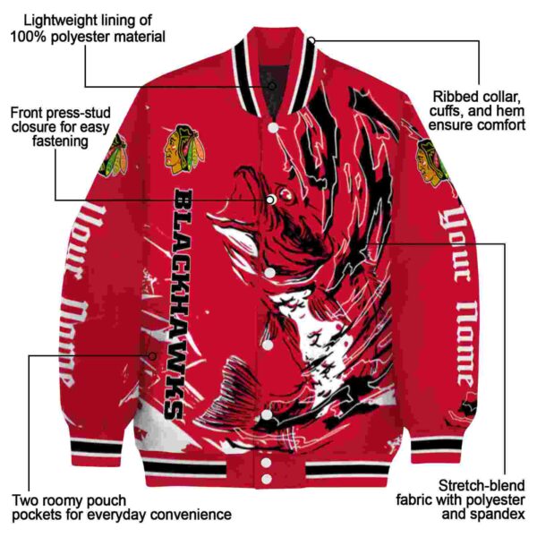 custom chicago blackhawks fishing passion red white jacket new arrival