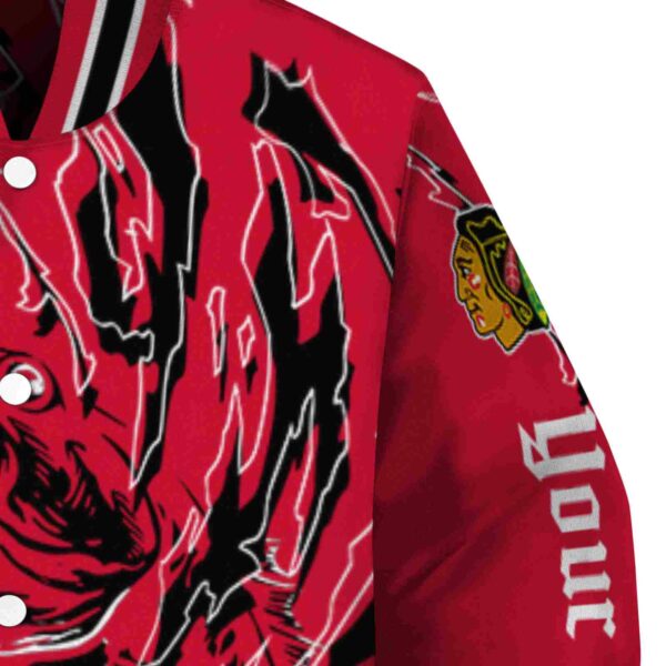 custom chicago blackhawks fishing passion red white jacket premium grade