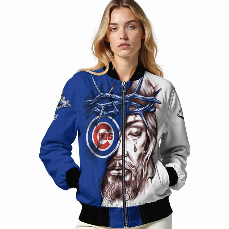 custom chicago cubs jesus tears blue white jacket latest model