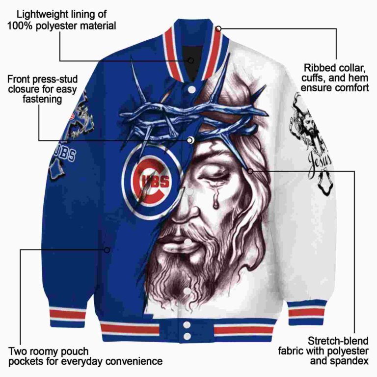 custom chicago cubs jesus tears blue white jacket new arrival