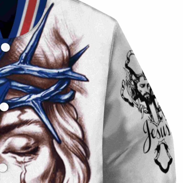 custom chicago cubs jesus tears blue white jacket premium grade