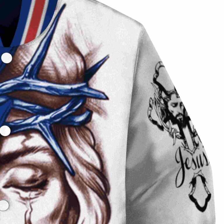 custom chicago cubs jesus tears blue white jacket premium grade