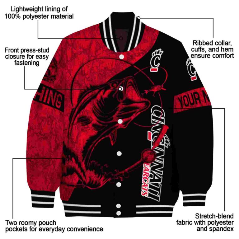 custom cincinnati bearcats fishing rod black jacket new arrival