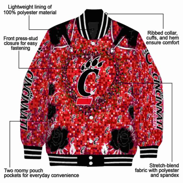 custom cincinnati bearcats heart explosion red jacket new arrival