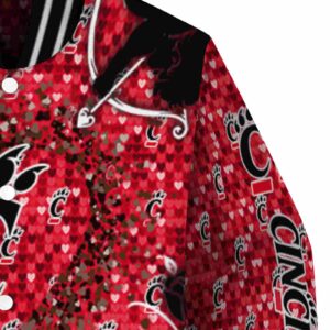 custom cincinnati bearcats heart explosion red jacket premium grade