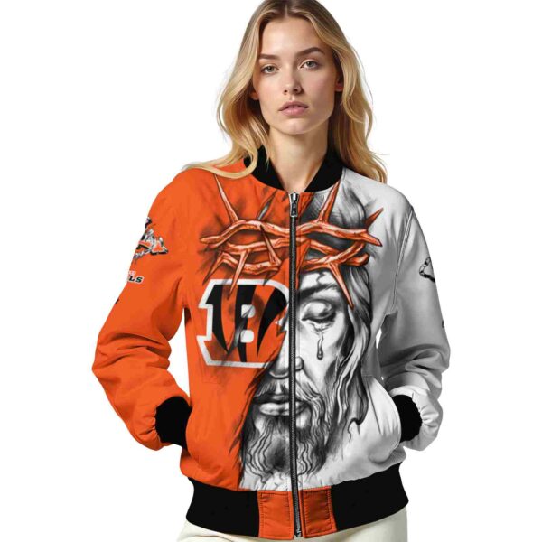custom cincinnati bengals jesus tears orange white jacket latest model