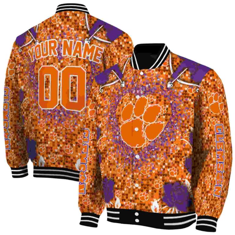 custom clemson tigers heart explosion orange jacket fashion forward