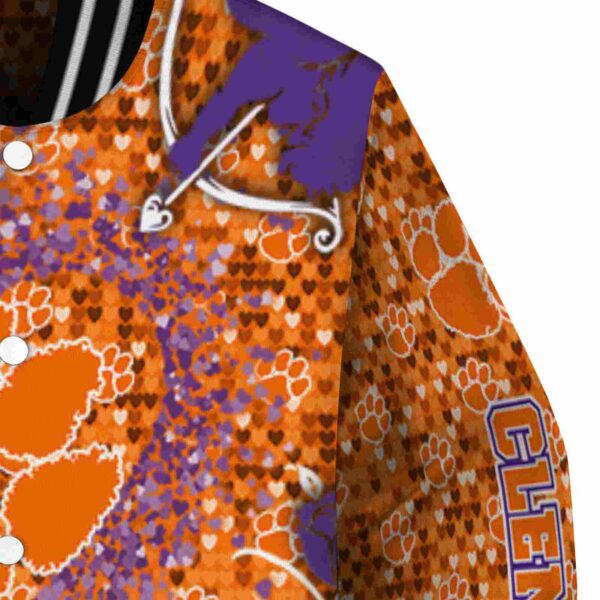 custom clemson tigers heart explosion orange jacket premium grade
