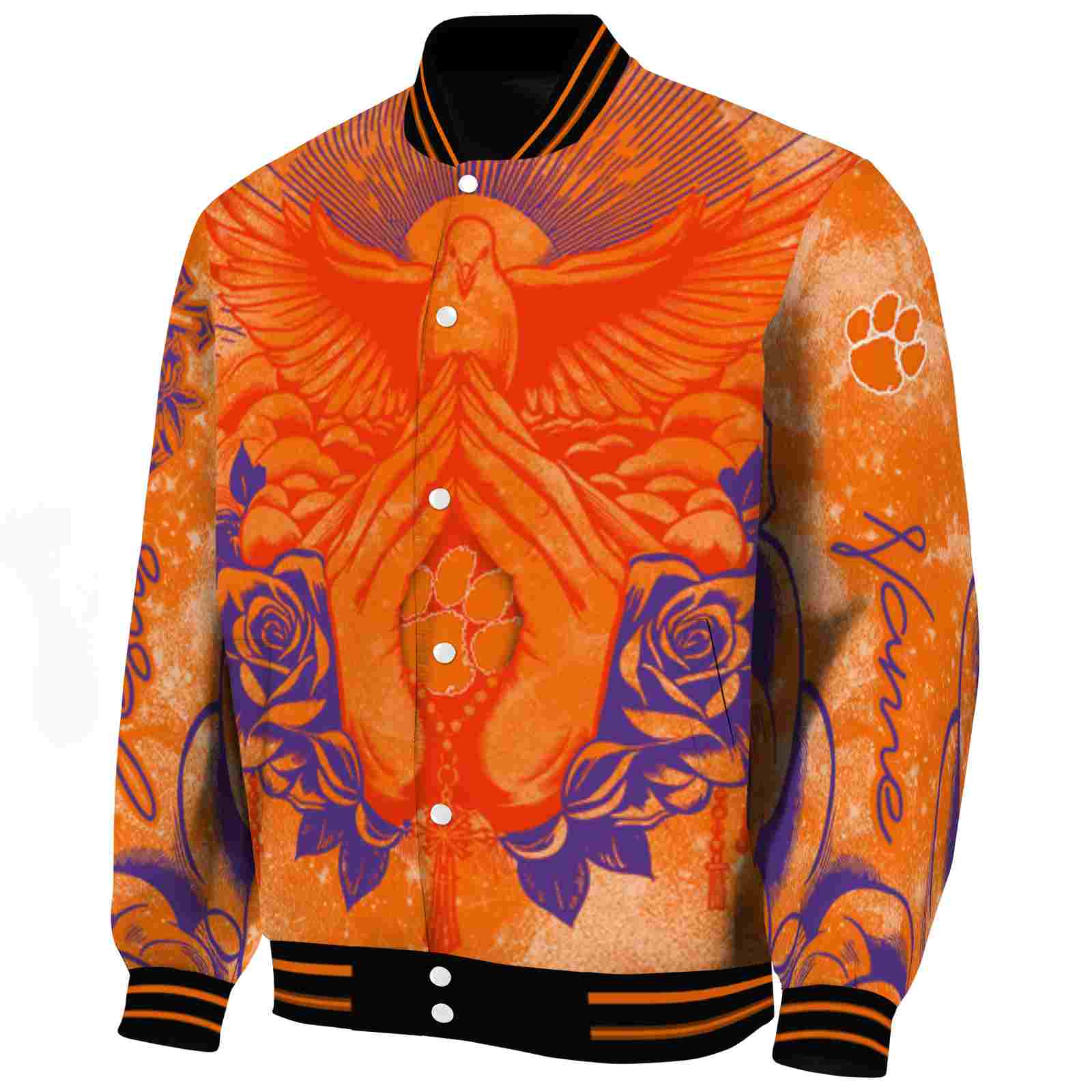 custom clemson tigers praying hands orange jacket best selling custom clemson tigers praying hands orange jacket best selling