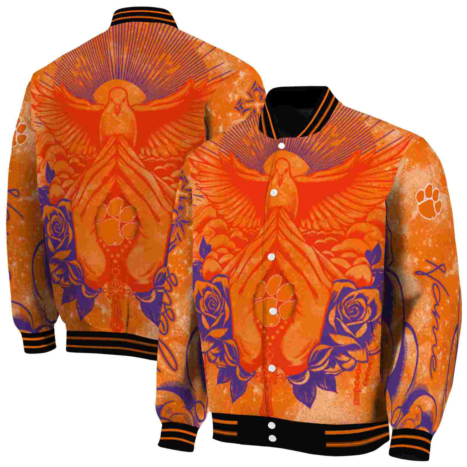 custom clemson tigers praying hands orange jacket fashion forward custom clemson tigers praying hands orange jacket fashion forward