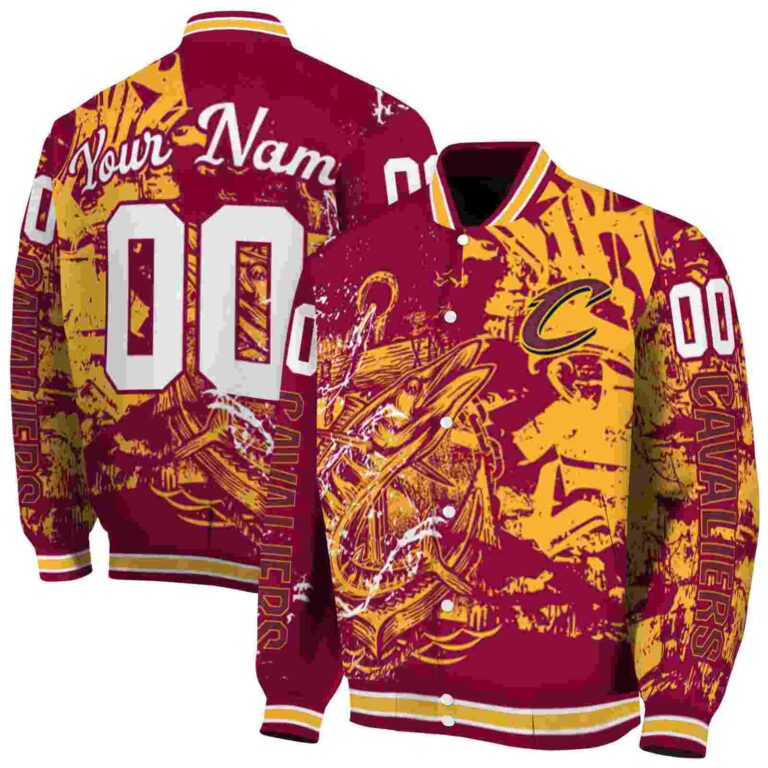 custom cleveland cavaliers fishing art wine jacket fashion forward