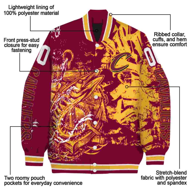 custom cleveland cavaliers fishing art wine jacket new arrival