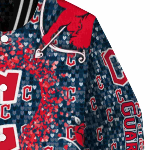 custom cleveland guardians heart explosion navy blue jacket premium grade