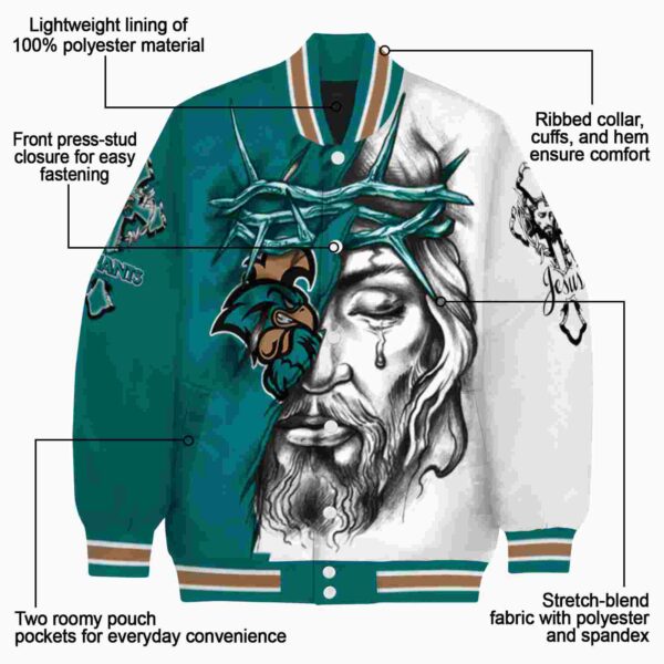 custom coastal carolina chanticleers jesus tears green white jacket new arrival