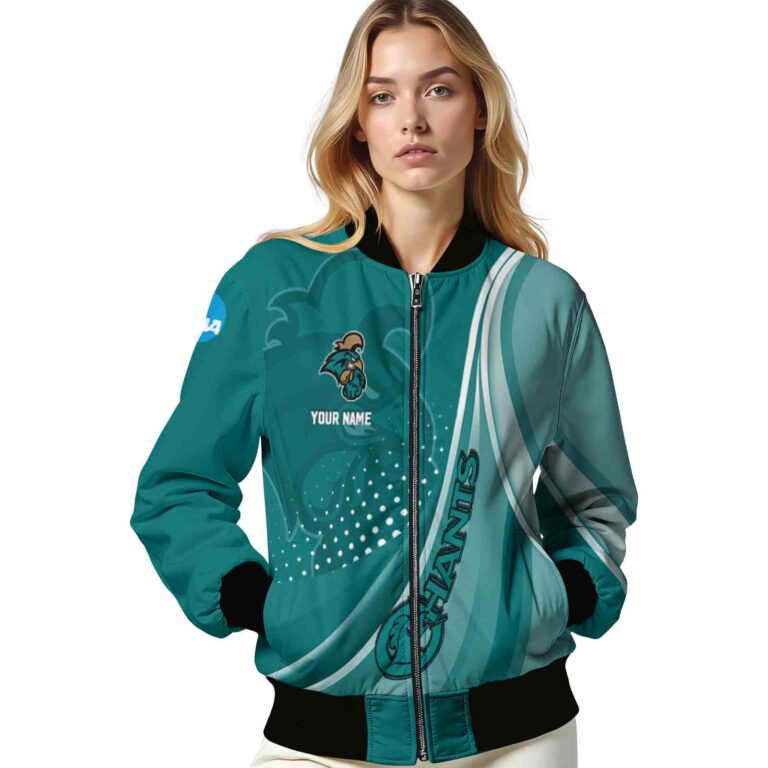 custom coastal carolina chanticleers wave patterns green jacket latest model