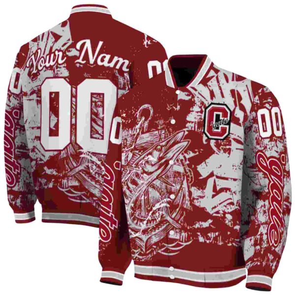 custom colgate raiders fishing art maroon jacket fashion forward