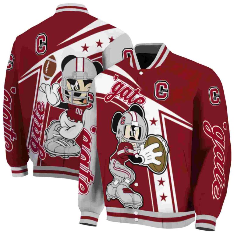 custom colgate raiders mickey football maroon white jacket fashion forward
