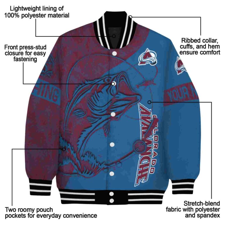 custom colorado avalanche fishing rod blue jacket new arrival