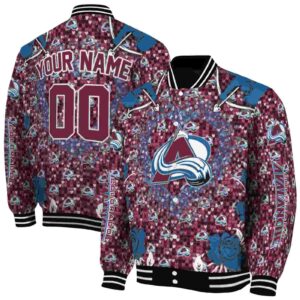 custom colorado avalanche heart explosion burgundy jacket fashion forward