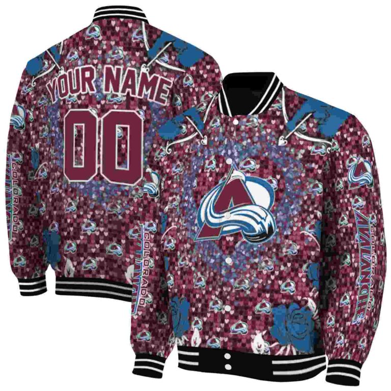 custom colorado avalanche heart explosion burgundy jacket fashion forward