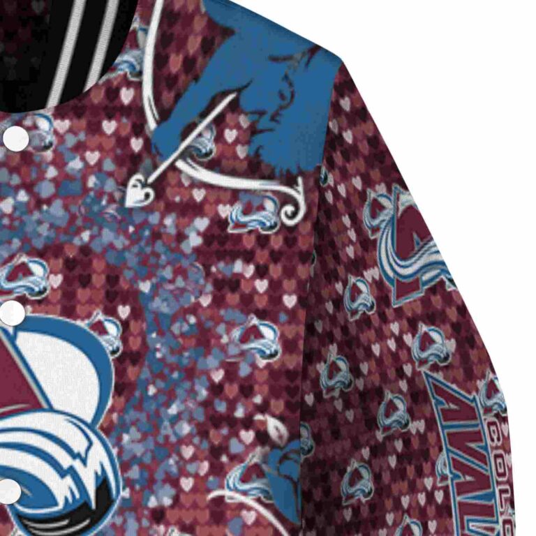 custom colorado avalanche heart explosion burgundy jacket premium grade