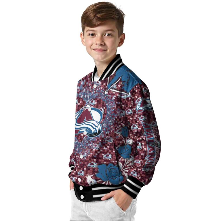 custom colorado avalanche heart explosion burgundy jacket trendy