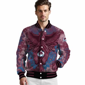 custom colorado avalanche praying hands burgundy jacket high quality