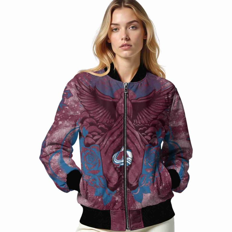 custom colorado avalanche praying hands burgundy jacket latest model
