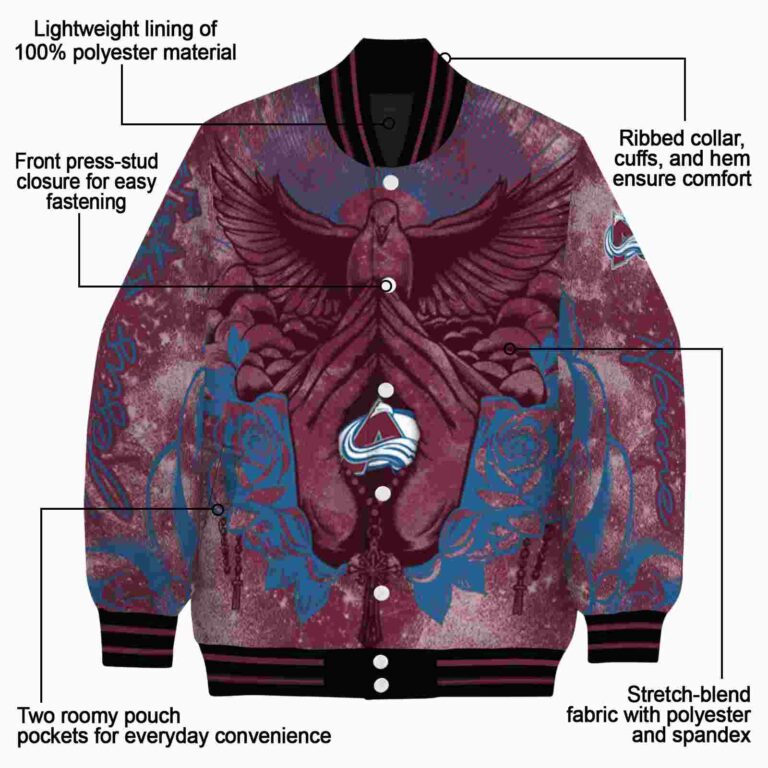 custom colorado avalanche praying hands burgundy jacket new arrival