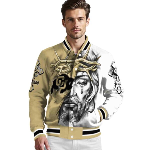 custom colorado buffaloes jesus tears gold white jacket high quality