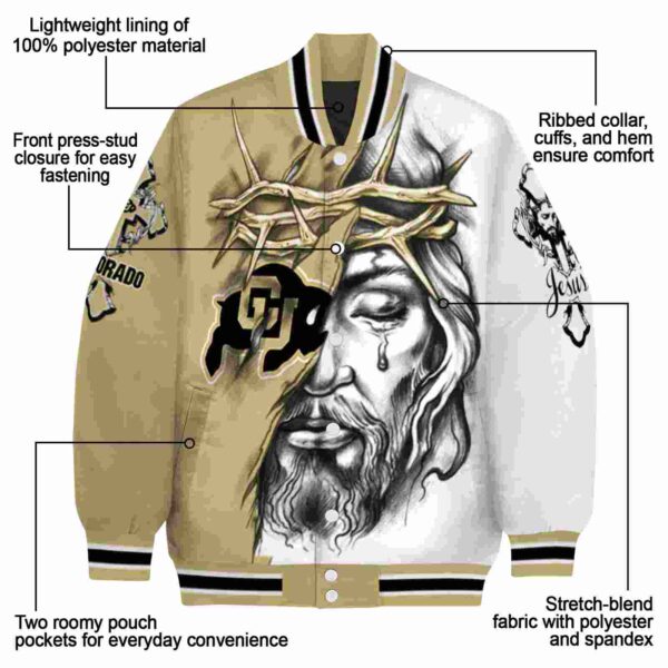 custom colorado buffaloes jesus tears gold white jacket new arrival