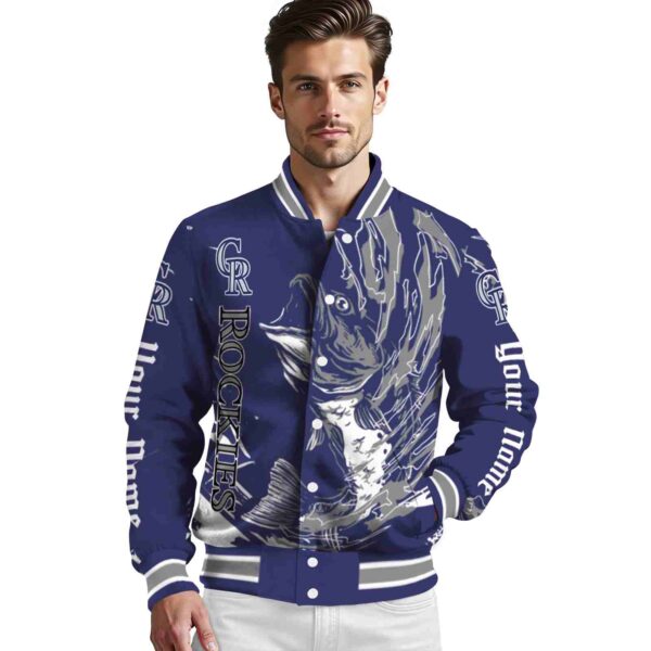 custom colorado rockies fishing passion blue white jacket high quality
