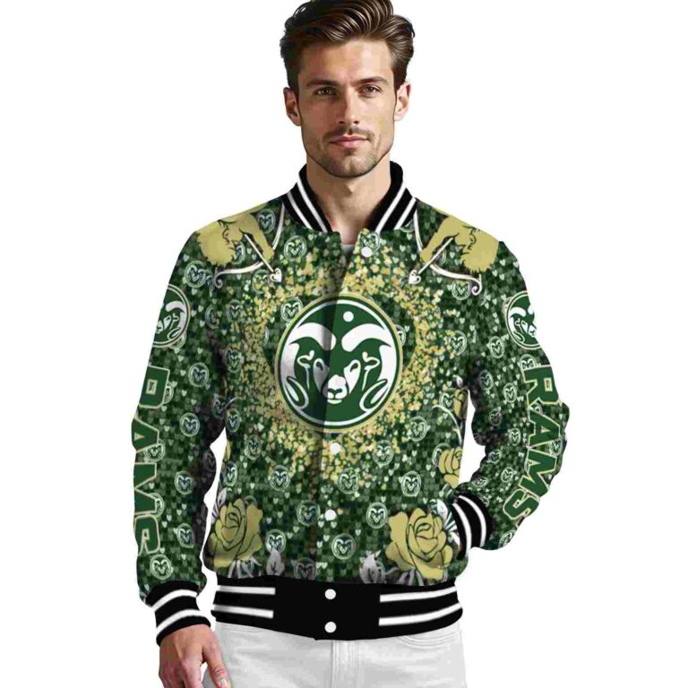 custom colorado state rams heart explosion green jacket high quality