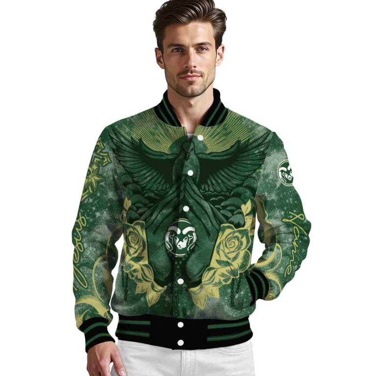 custom colorado state rams praying hands green jacket high quality