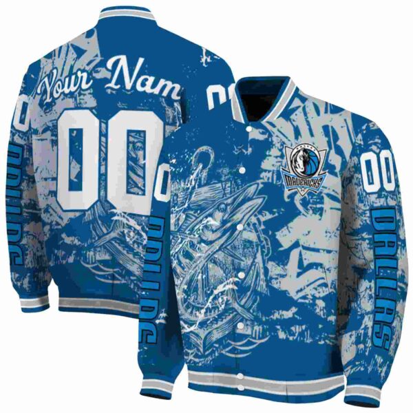 custom dallas mavericks fishing art blue jacket fashion forward