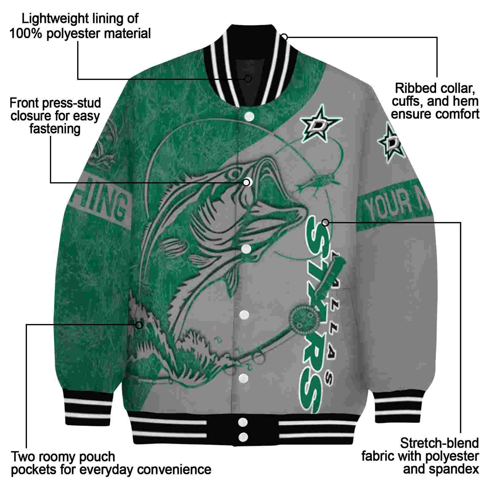 custom dallas stars fishing rod silver jacket new arrival custom dallas stars fishing rod silver jacket new arrival