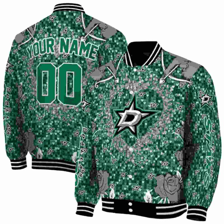custom dallas stars heart explosion green jacket fashion forward