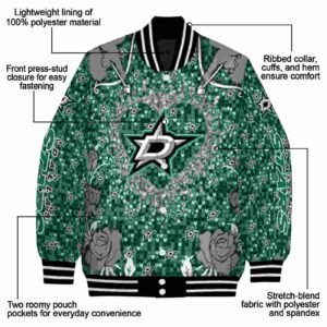 custom dallas stars heart explosion green jacket new arrival