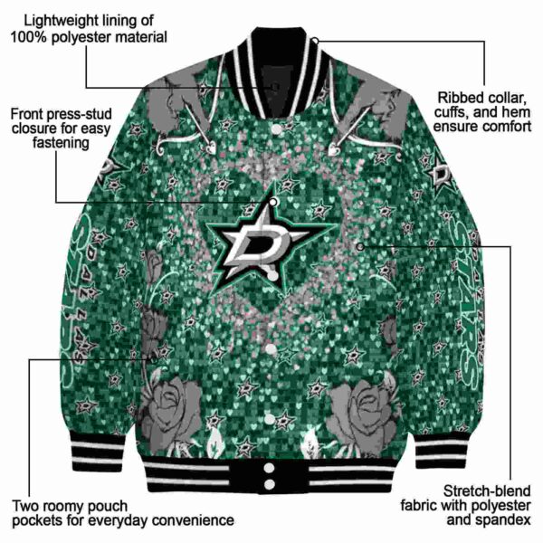 custom dallas stars heart explosion green jacket new arrival