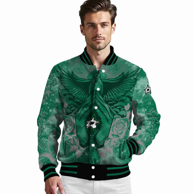 custom dallas stars praying hands green jacket high quality