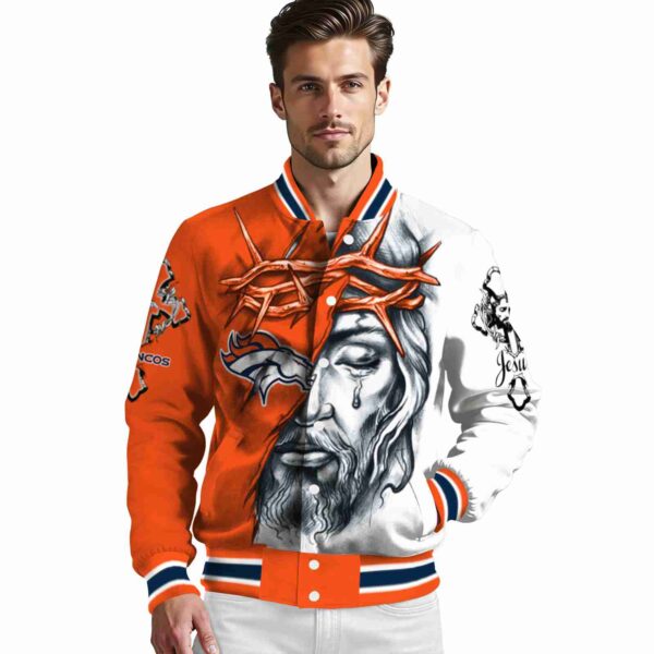 custom denver broncos jesus tears orange white jacket high quality