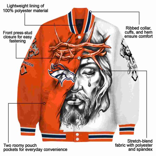 custom denver broncos jesus tears orange white jacket new arrival