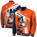 custom denver broncos mickey football orange white jacket best selling