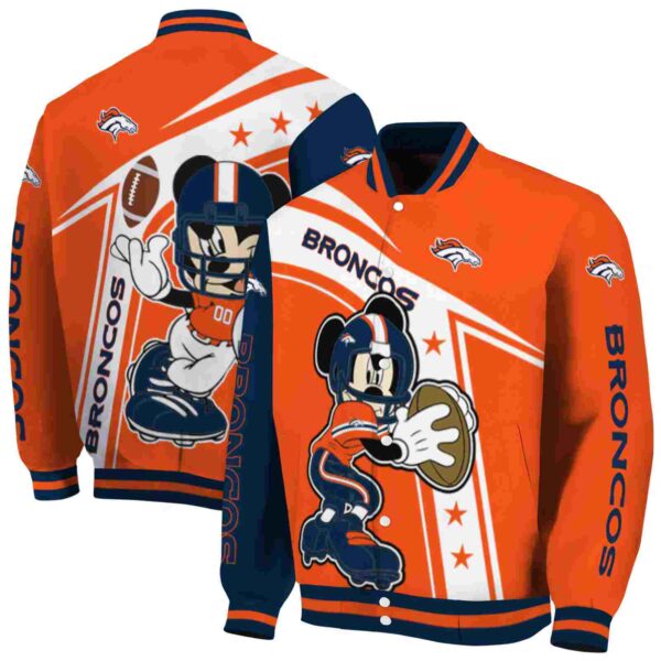 custom denver broncos mickey football orange white jacket fashion forward