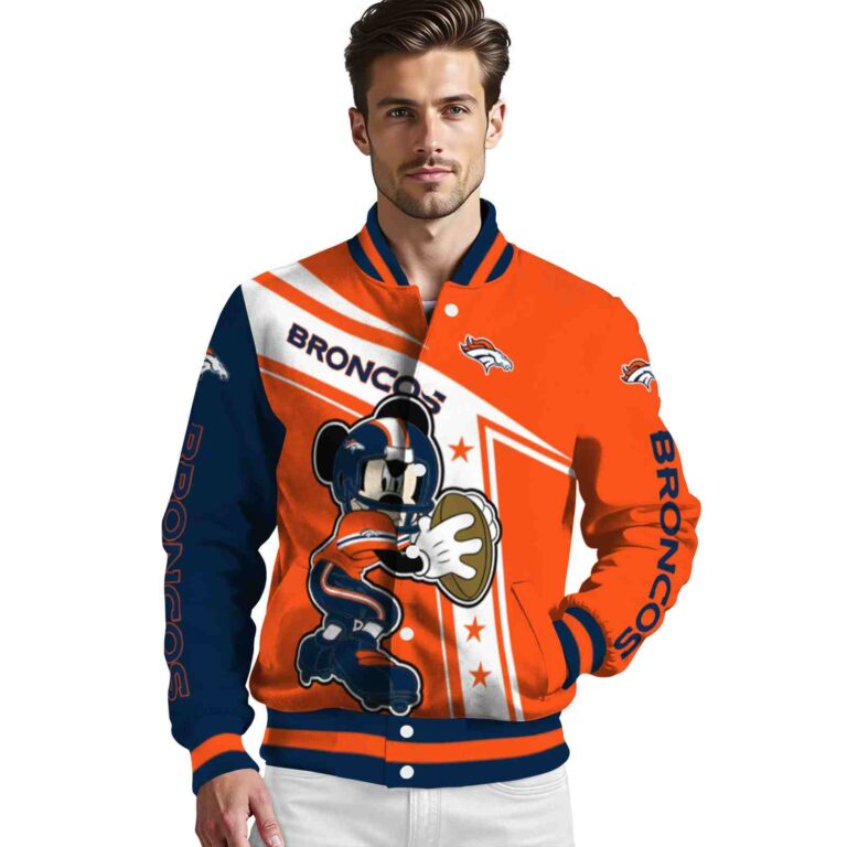 custom denver broncos mickey football orange white jacket high quality