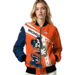 custom denver broncos mickey football orange white jacket best selling