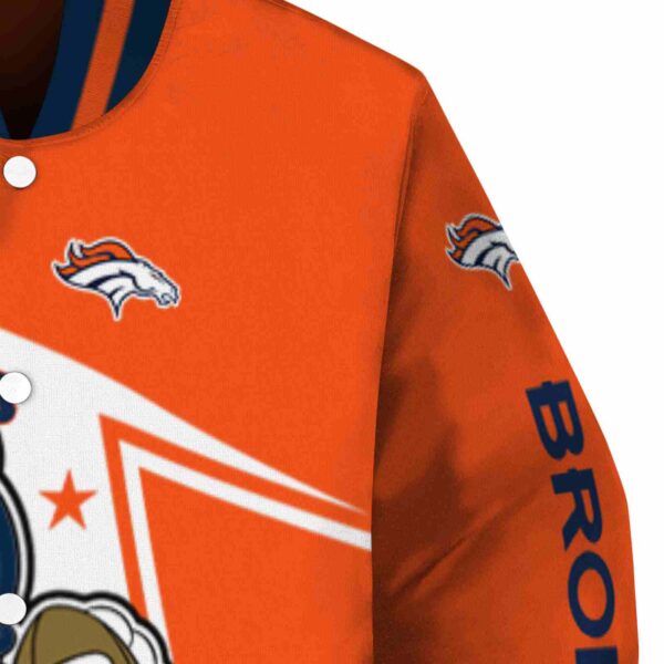 custom denver broncos mickey football orange white jacket premium grade