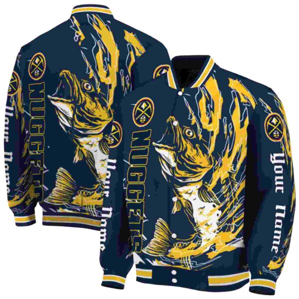 custom denver nuggets fishing passion blue white jacket fashion forward