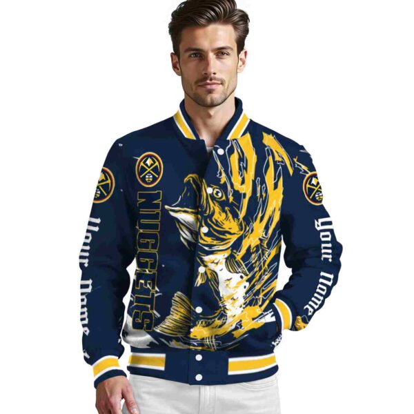 custom denver nuggets fishing passion blue white jacket high quality