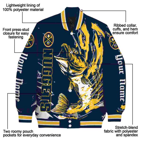 custom denver nuggets fishing passion blue white jacket new arrival